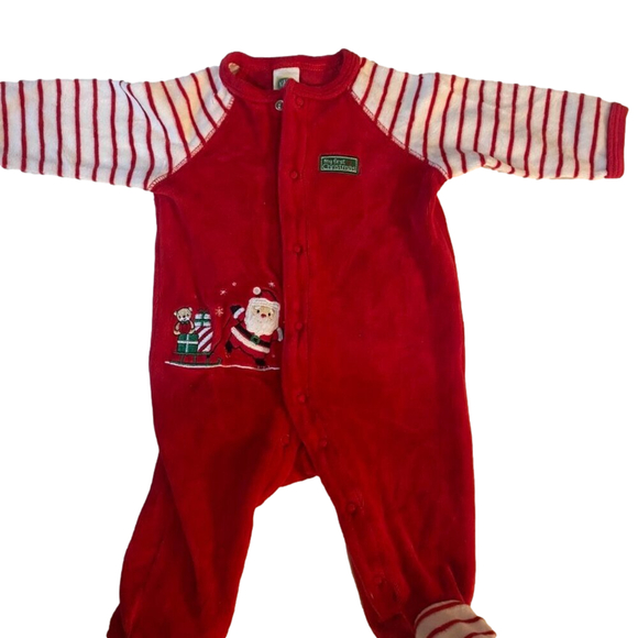 Little me Santa Velour Zip Footie 3 months - Picture 2 of 7